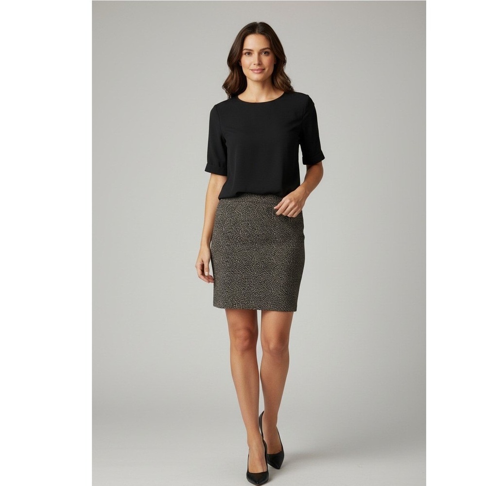 LOFT Brown Animal Print‎ Silk Blend Pencil Skirt  Women's size 4
